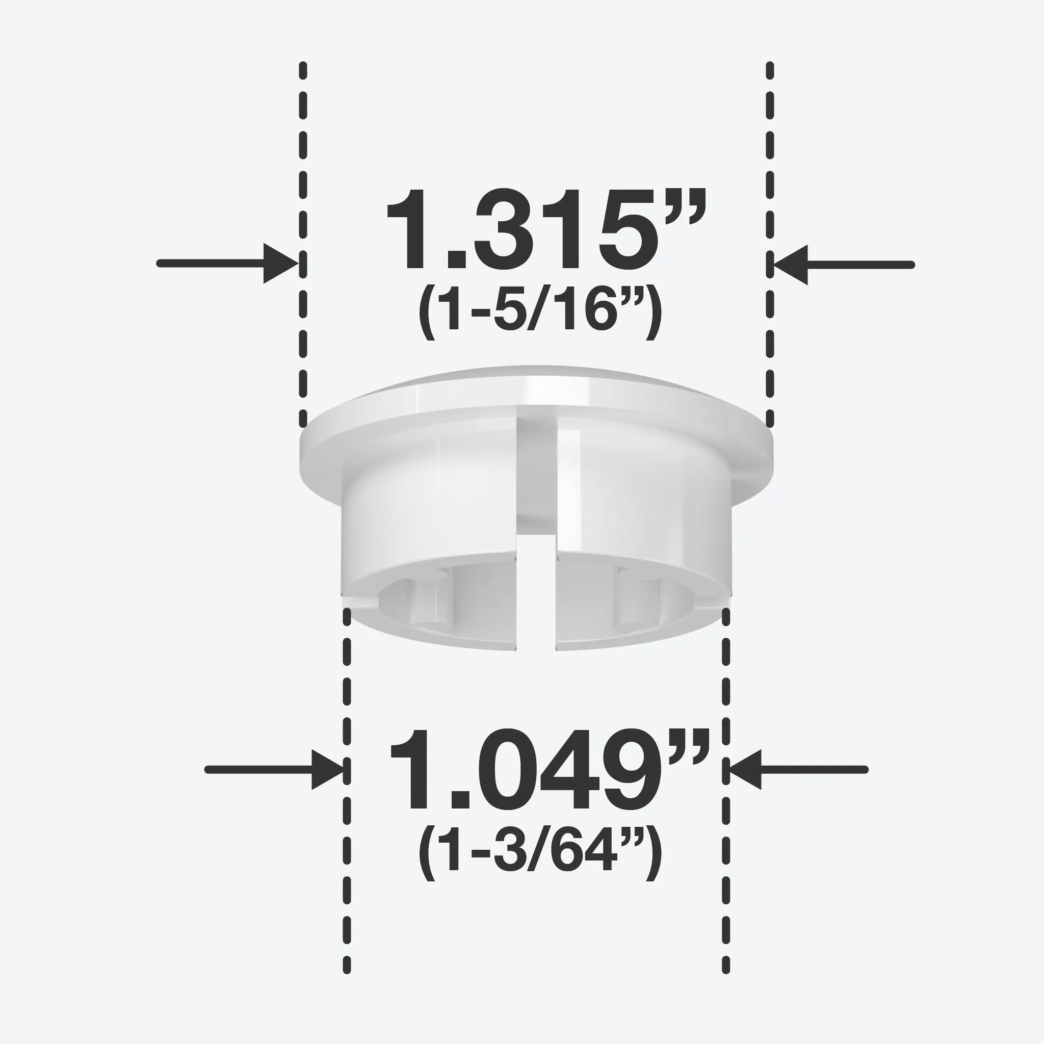 1 in. Internal PVC Dome Cap, Furniture Grade - White