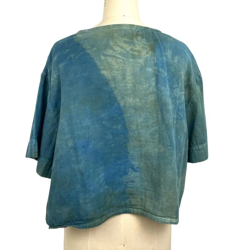 Allyn Boxy Tee in Teal Cotton Double Gauze | Pattern A