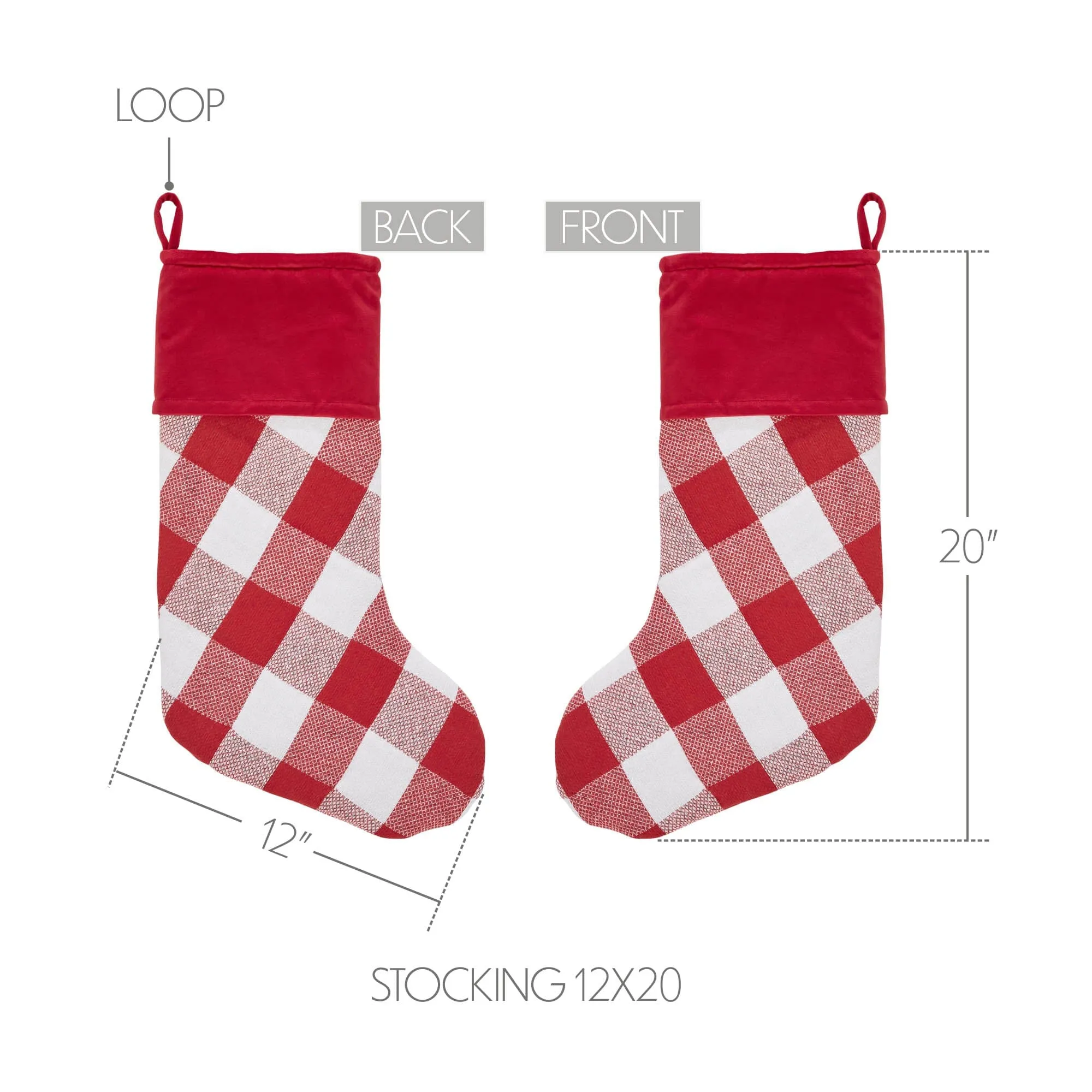 Annie Red Buffalo Check Stocking 12x20"