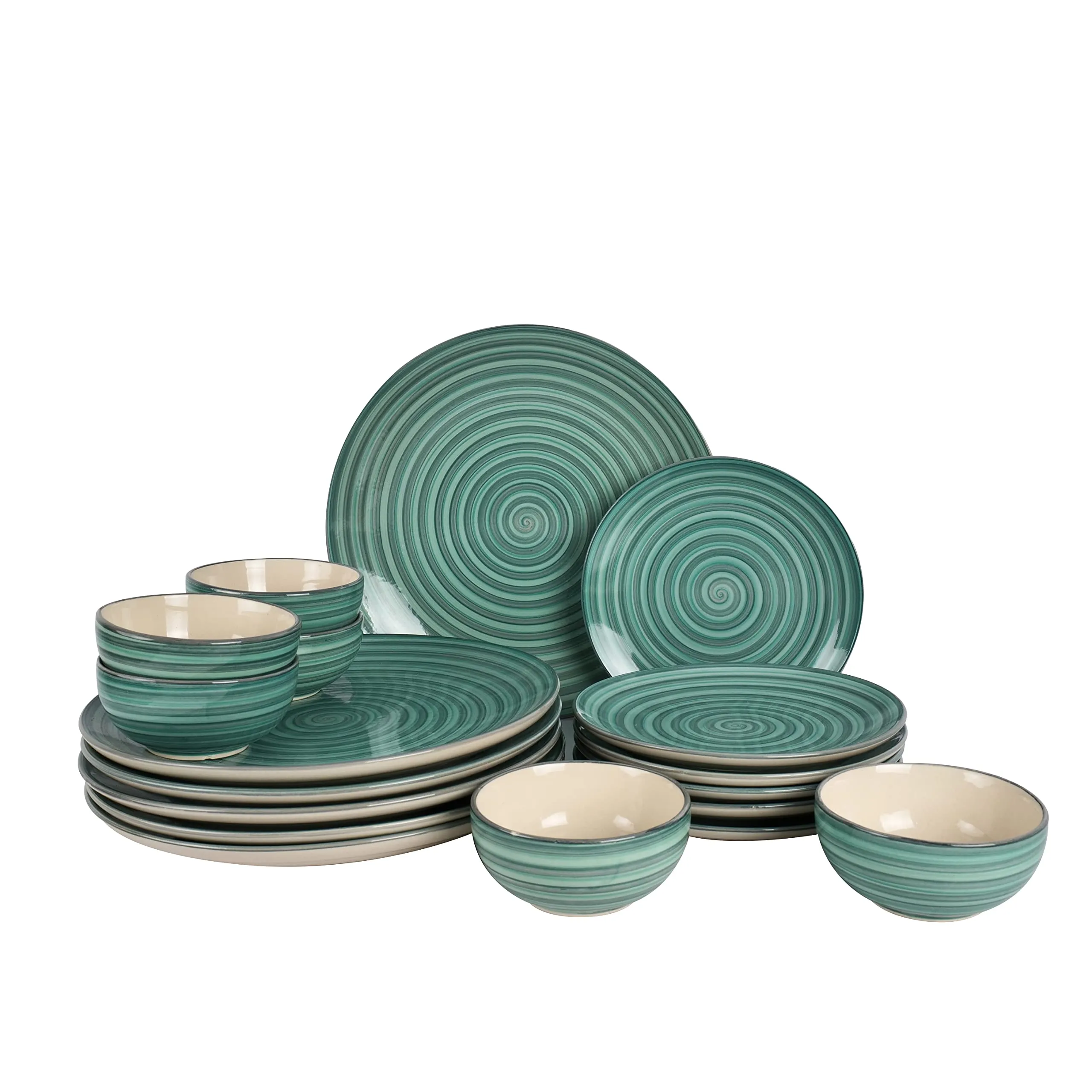 Artysta Beautifying Lives 'Sea Swirls' Dinner Set Ceramic | 6 Ceramic Dinner Plate, 6 Quarter Plate & 6 Bowl Set | Stoneware Crockery Set | Dinnerware Set Microwave & Dishwasher Safe | Set Of 18