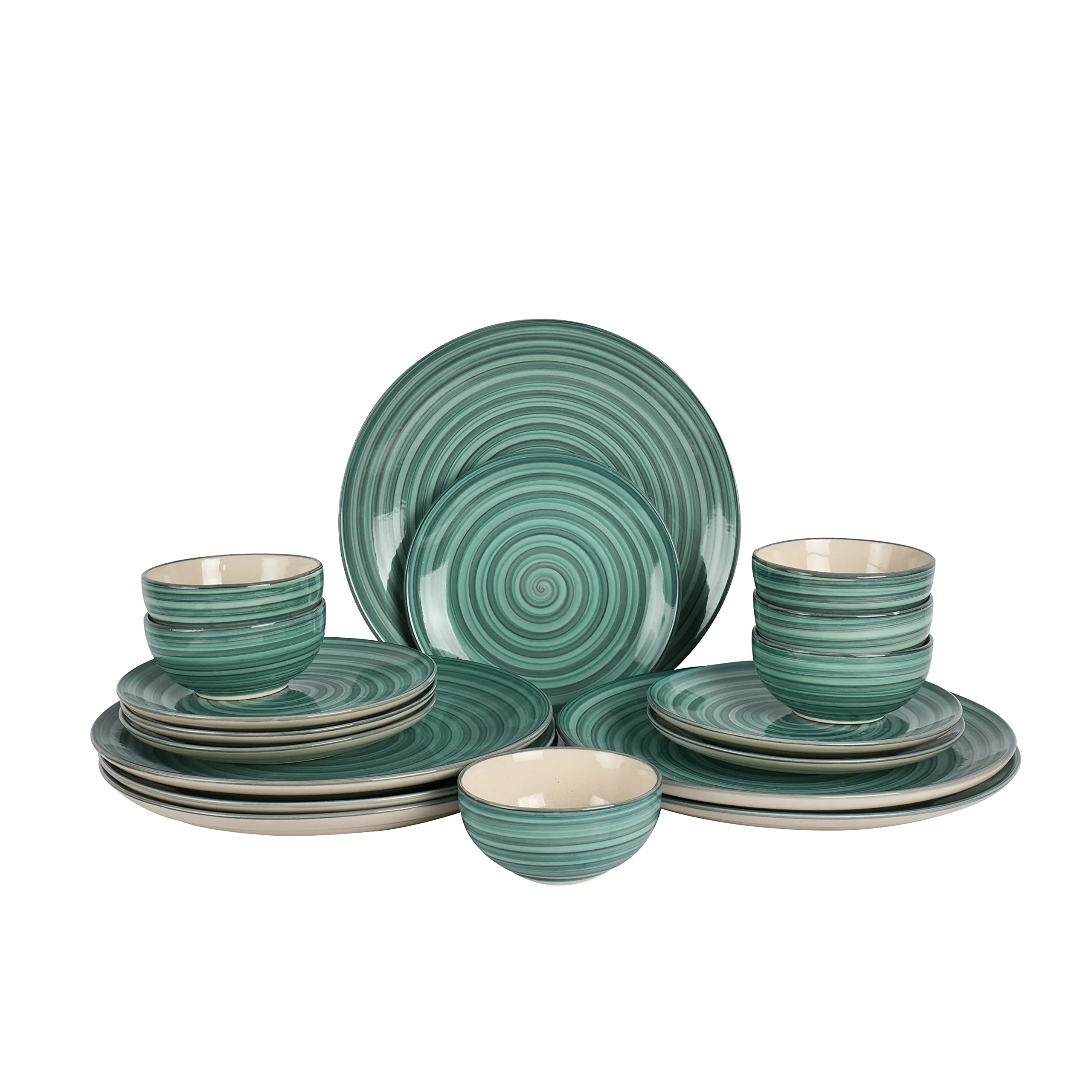 Artysta Beautifying Lives 'Sea Swirls' Dinner Set Ceramic | 6 Ceramic Dinner Plate, 6 Quarter Plate & 6 Bowl Set | Stoneware Crockery Set | Dinnerware Set Microwave & Dishwasher Safe | Set Of 18