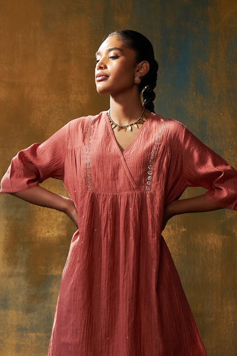 Bunki Kaamdani Embroidered Chanderi Short Kurta