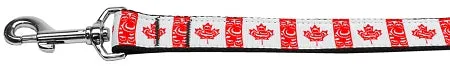 Canadian Flag In Swirls Nylon Dog Leash 5-8 Inch Wide 4ft Long