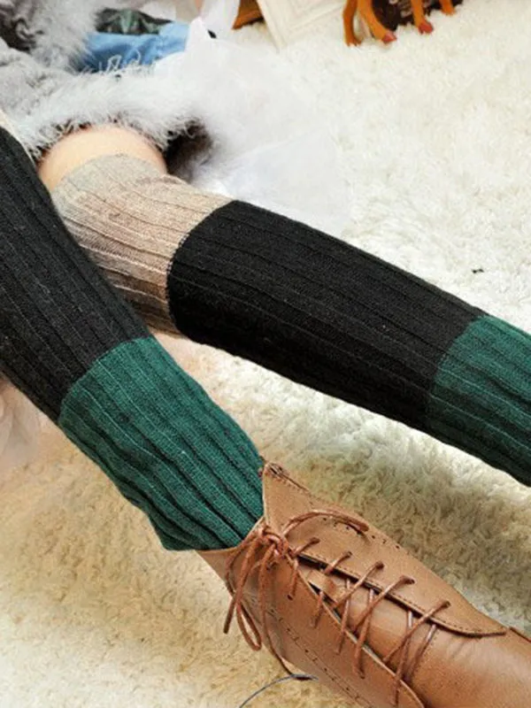 Casual Contrast Color Leg Warmers Accessories