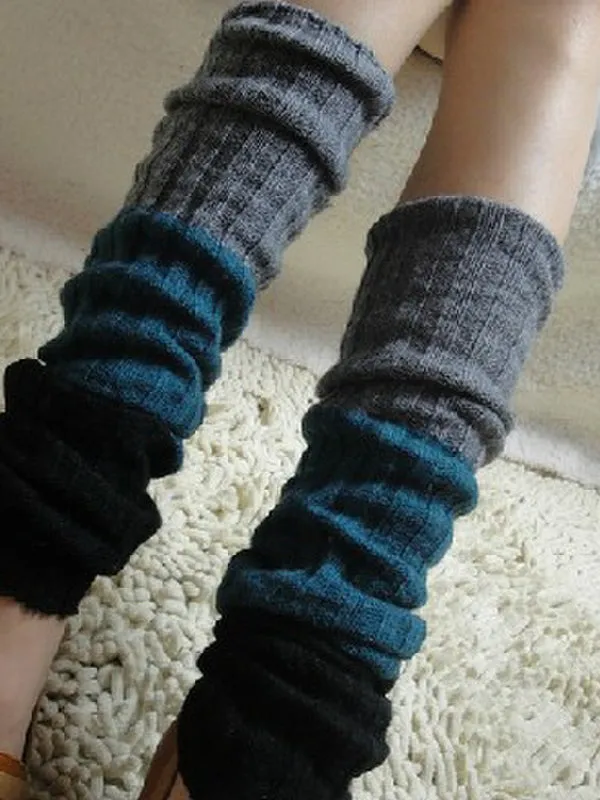 Casual Contrast Color Leg Warmers Accessories