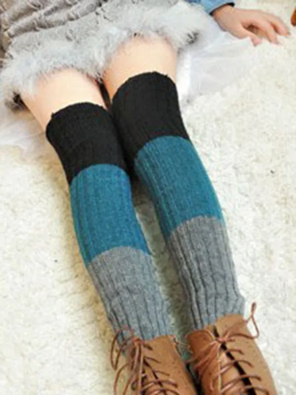 Casual Contrast Color Leg Warmers Accessories