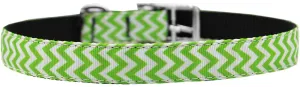 Chevrons Nylon Dog Collar with classic buckle 3-4" Lime Green Size 16