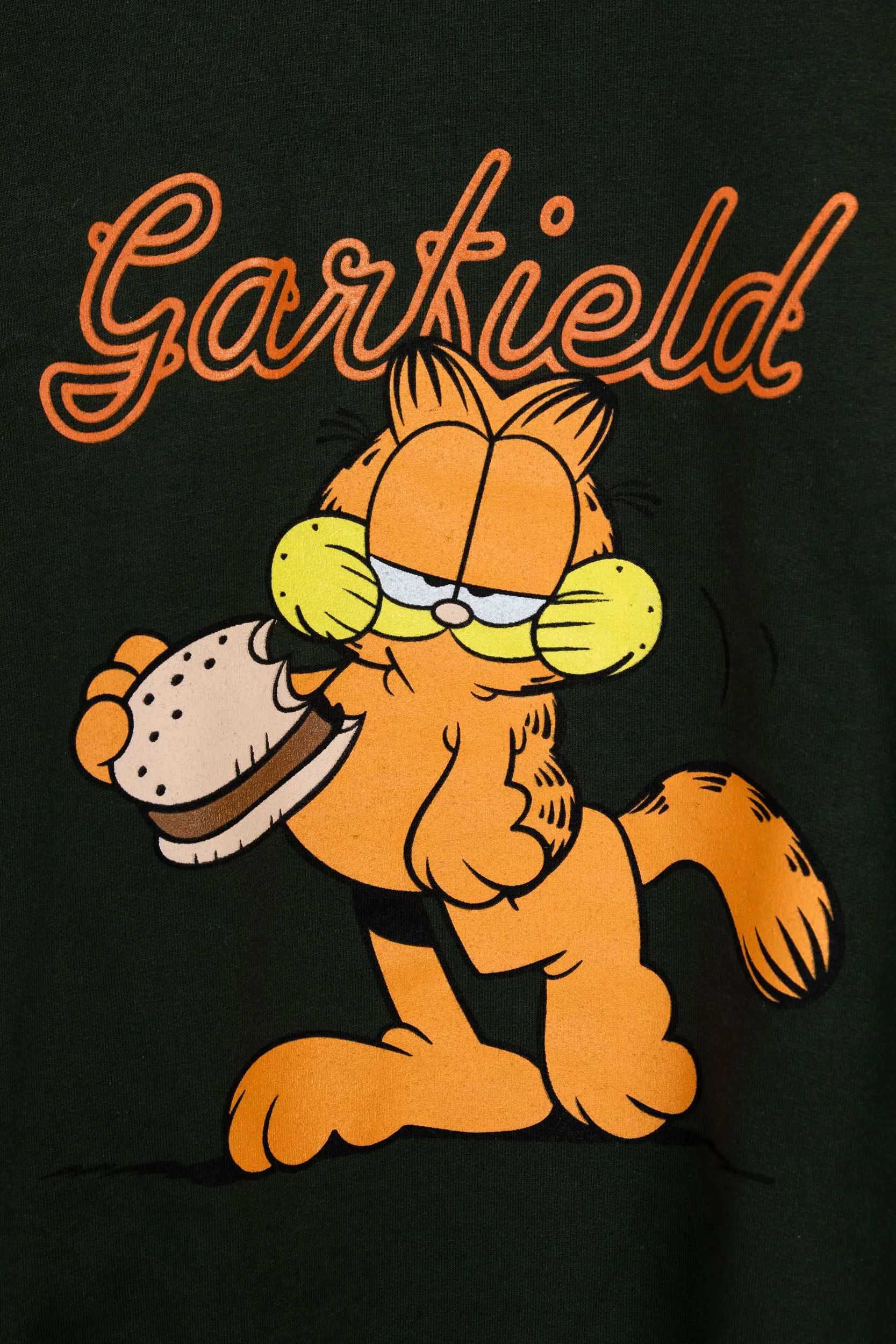 Daisy Street Garfield Burger Graphic Sweatshirt in Forest Green