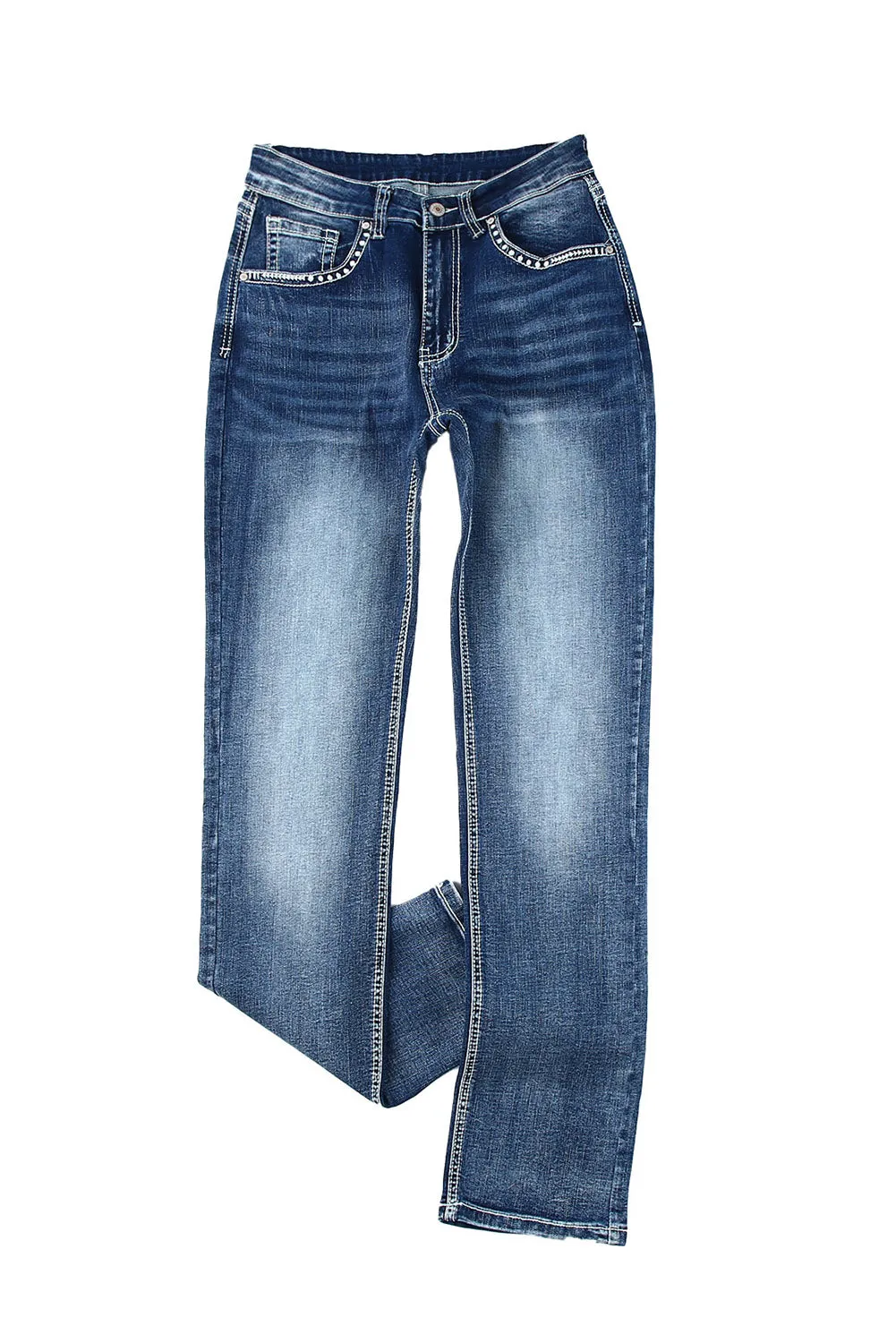 Embroidered Cow Straight Leg Jeans