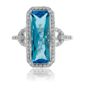 Fancy Cut Blue Topaz & Diamond Ring