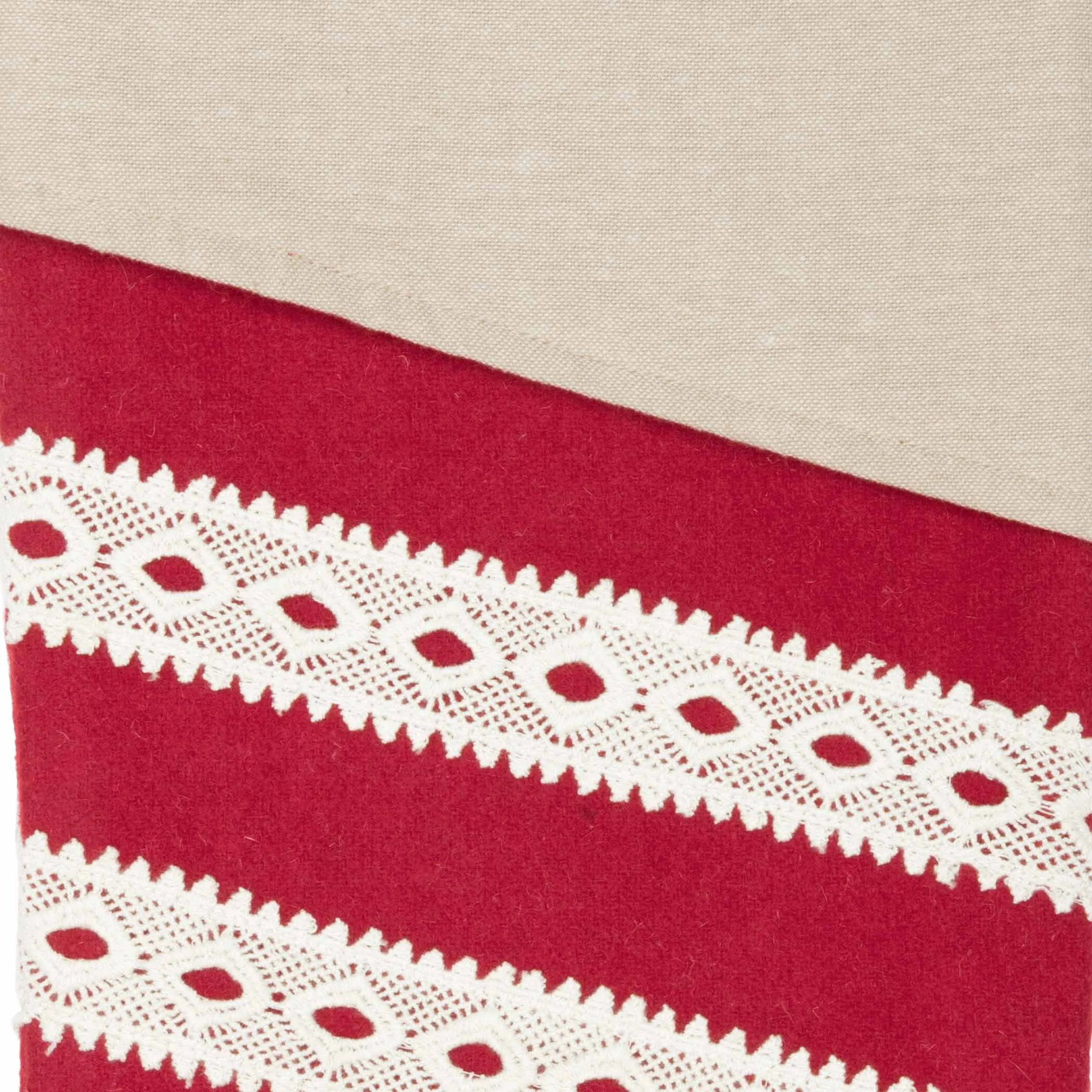 Farmhouse Christmas Stocking 12x20 Margot Lace Trim Holiday Decor VHC Brands