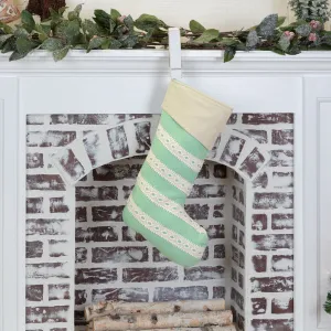 Farmhouse Christmas Stocking 12x20 Margot Lace Trim Holiday Decor VHC Brands