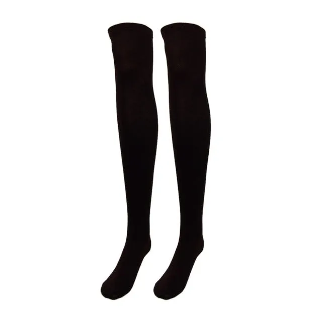 Fashion Design Women  girl Over the Knee Socks Thigh High Thick Socks Stripe Like Stockings Striped solid color 7 Choice