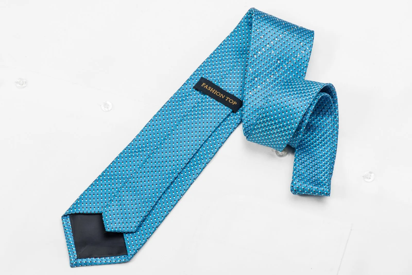 Fashiontop Men's Necktie Geometric On Blue Sparkling With Crystal Rhinestones