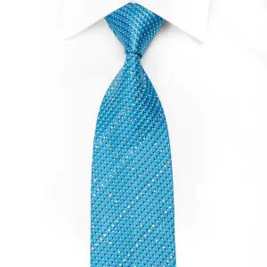 Fashiontop Men's Necktie Geometric On Blue Sparkling With Crystal Rhinestones