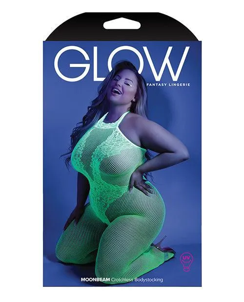 Glow Black Light Crotchless Bodystocking Neon Green Qn