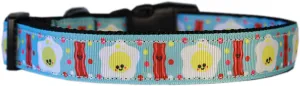 Happy Bacon Nylon Dog Collar Md Narrow