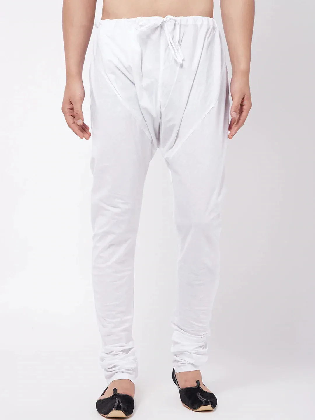 Jashvi Men White Solid Pure Cotton Relaxed-Fit Pyjama