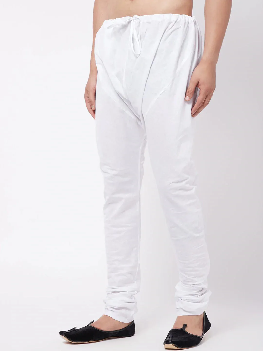 Jashvi Men White Solid Pure Cotton Relaxed-Fit Pyjama