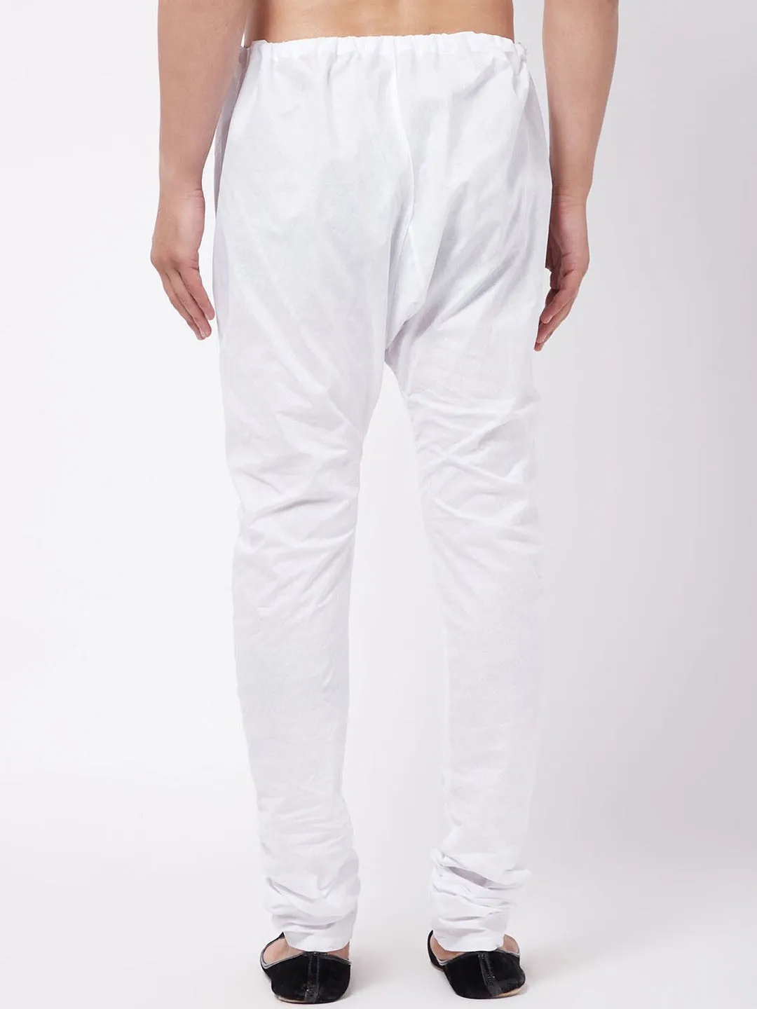 Jashvi Men White Solid Pure Cotton Relaxed-Fit Pyjama