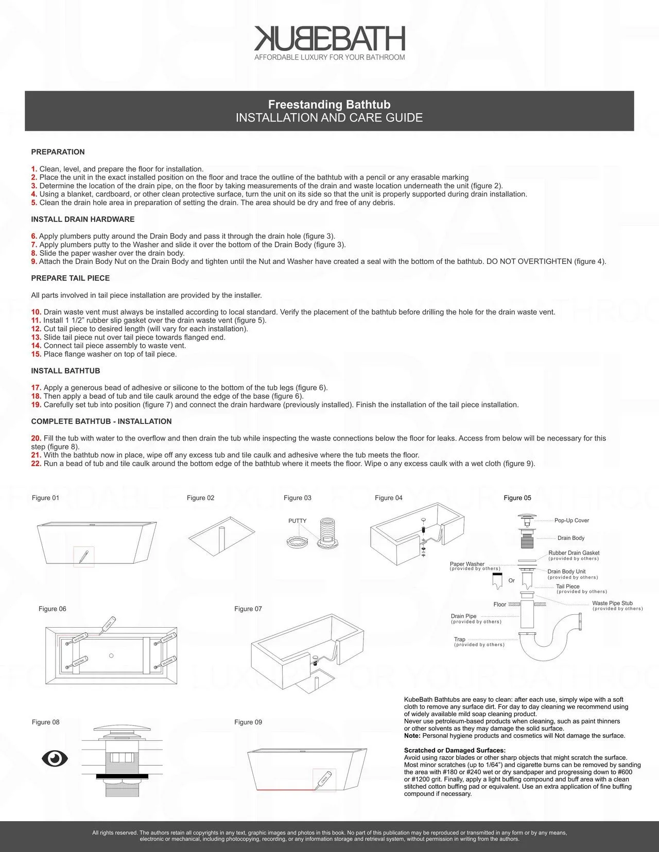 Kube Contemporanea 67'' White Free Standing Bathtub