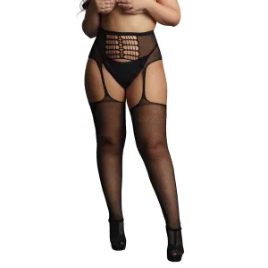 Le Désir Black High-Waist Garterbelt Stockings XL