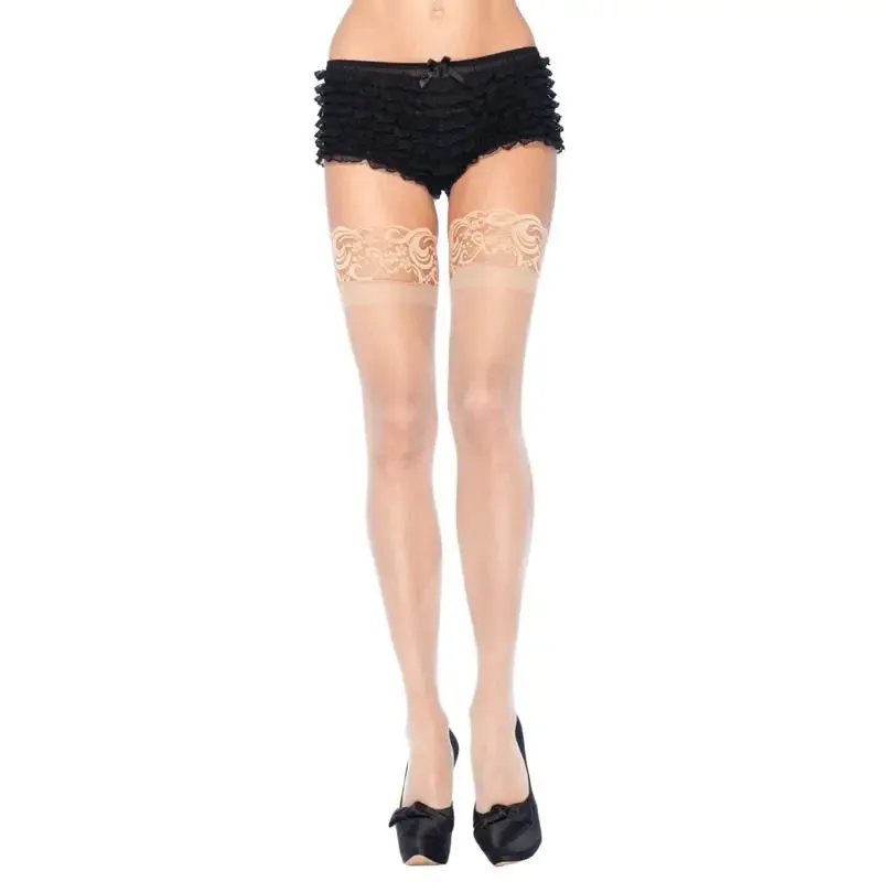 Leg Avenue Sexy Sheer Nude Stay-up Lace Top Sheer Stockings