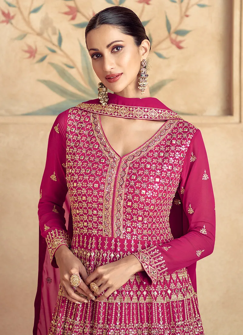 Magenta Pink Traditional Embroidery Festive Anarkali