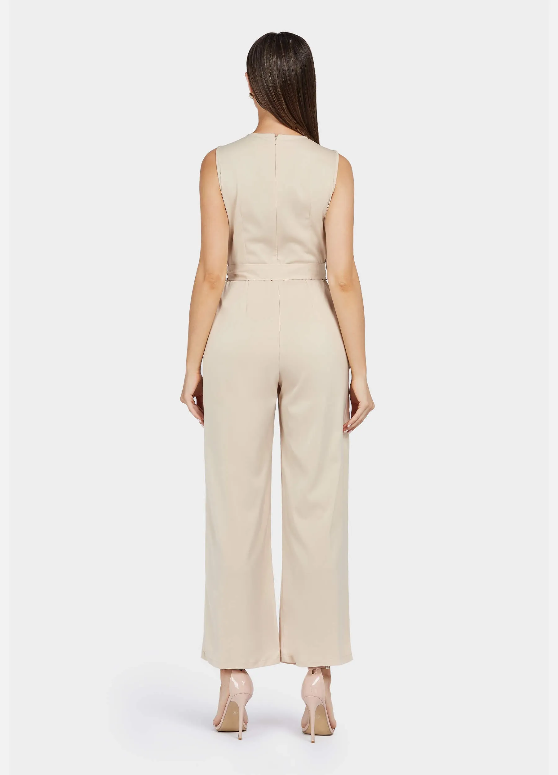 MECALA Wide Leg Jumpsuit Sleeveless Solid Color for women