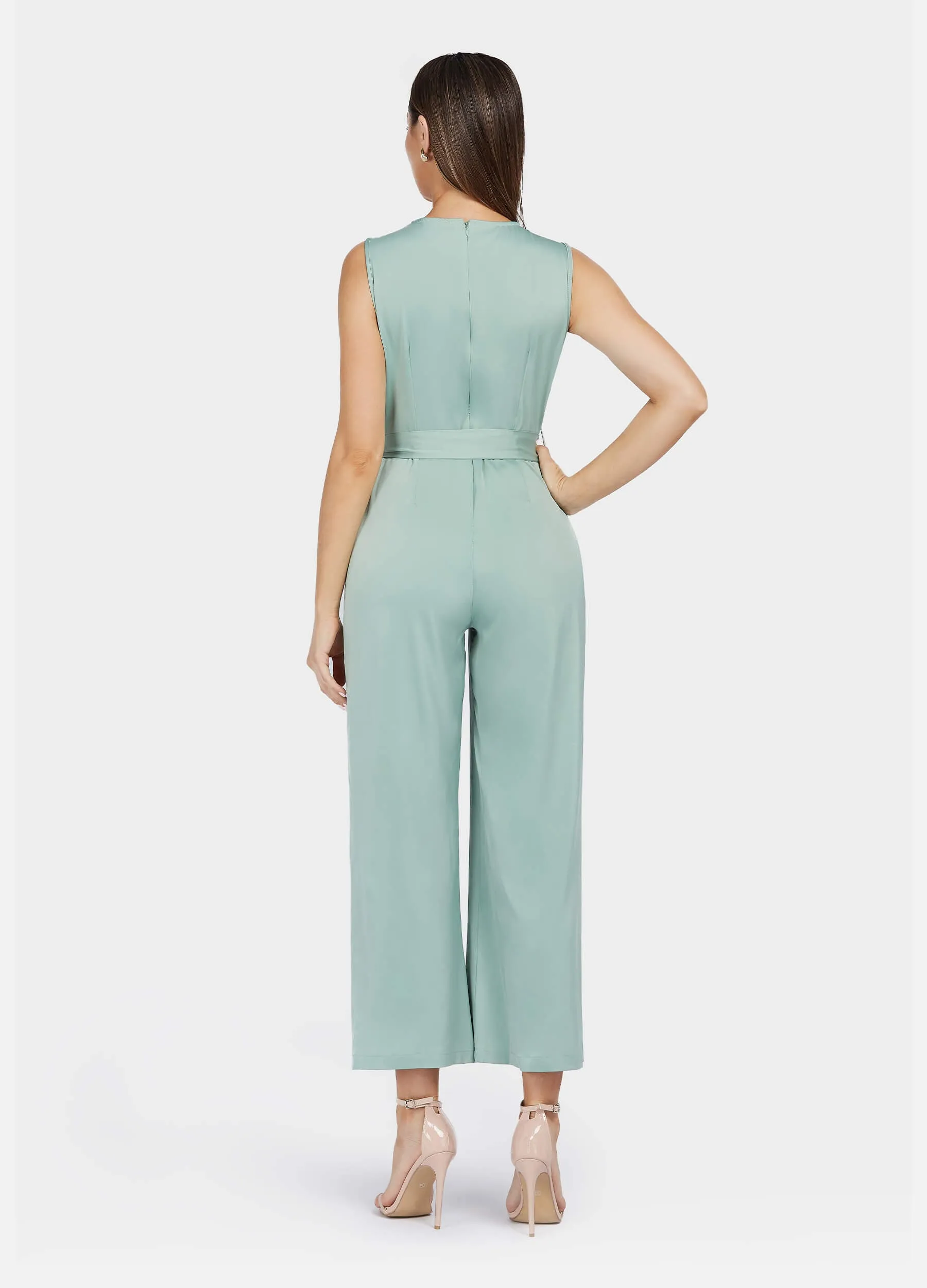 MECALA Wide Leg Jumpsuit Sleeveless Solid Color for women