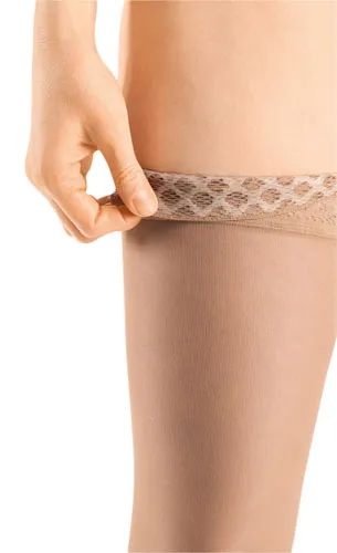 Mediven Sheer & Soft, 8-15 mmHg, Thigh High w/Lace Band, Closed Toe