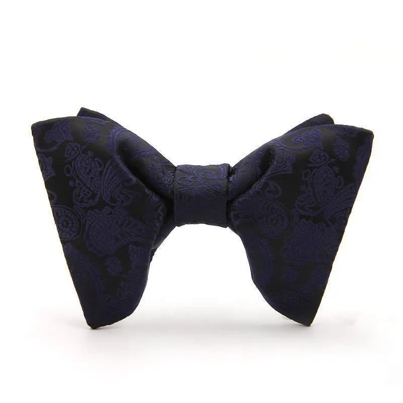 Men's Paisley Solid Color Oversized Pointed Bow Tie