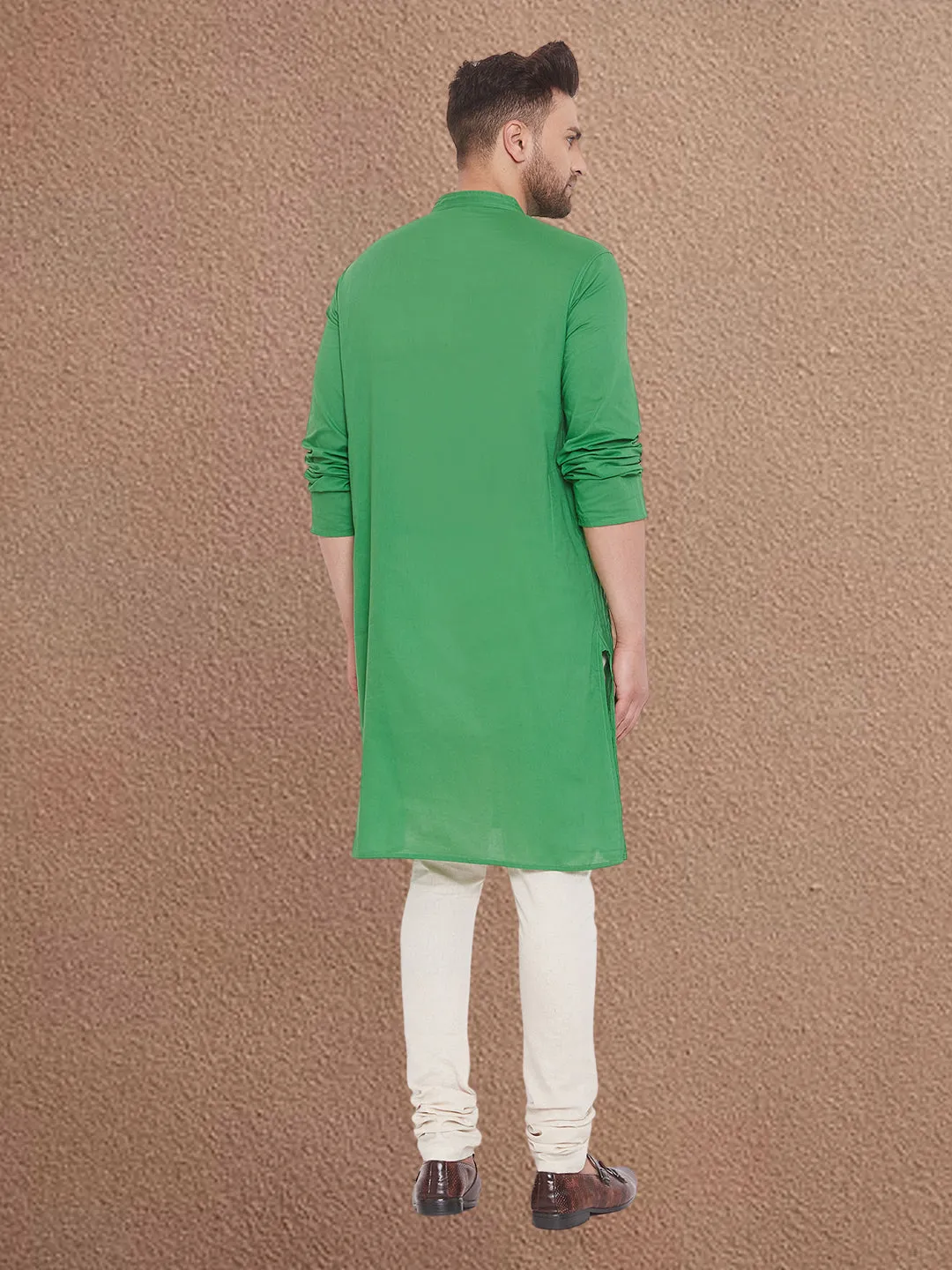 Men's Pintuck Fancy Green Kurta - Even Apparels