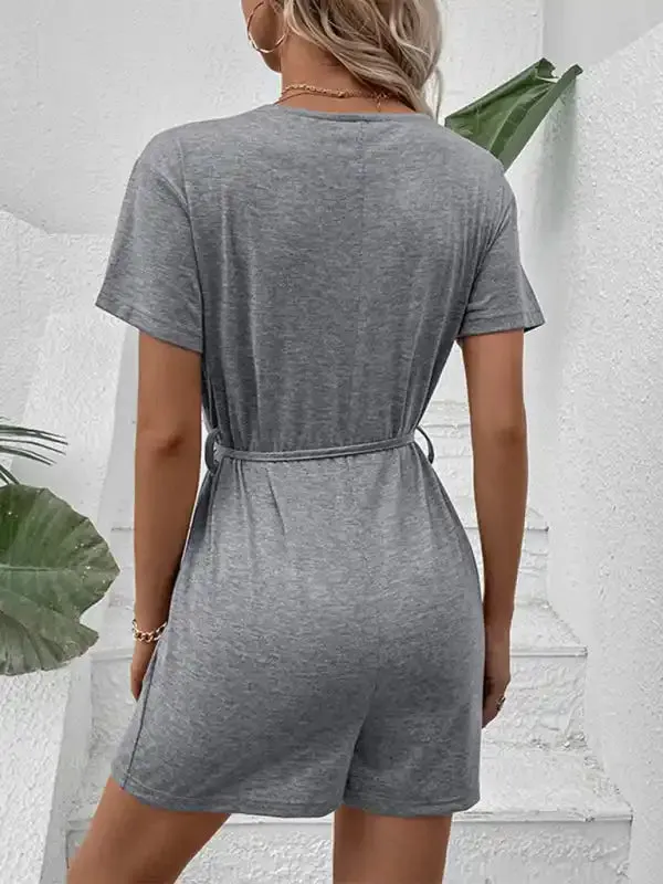 New casual elegant solid color v-neck jumpsuit