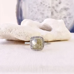 One of a Kind Rustic Diamond Ring in White Gold