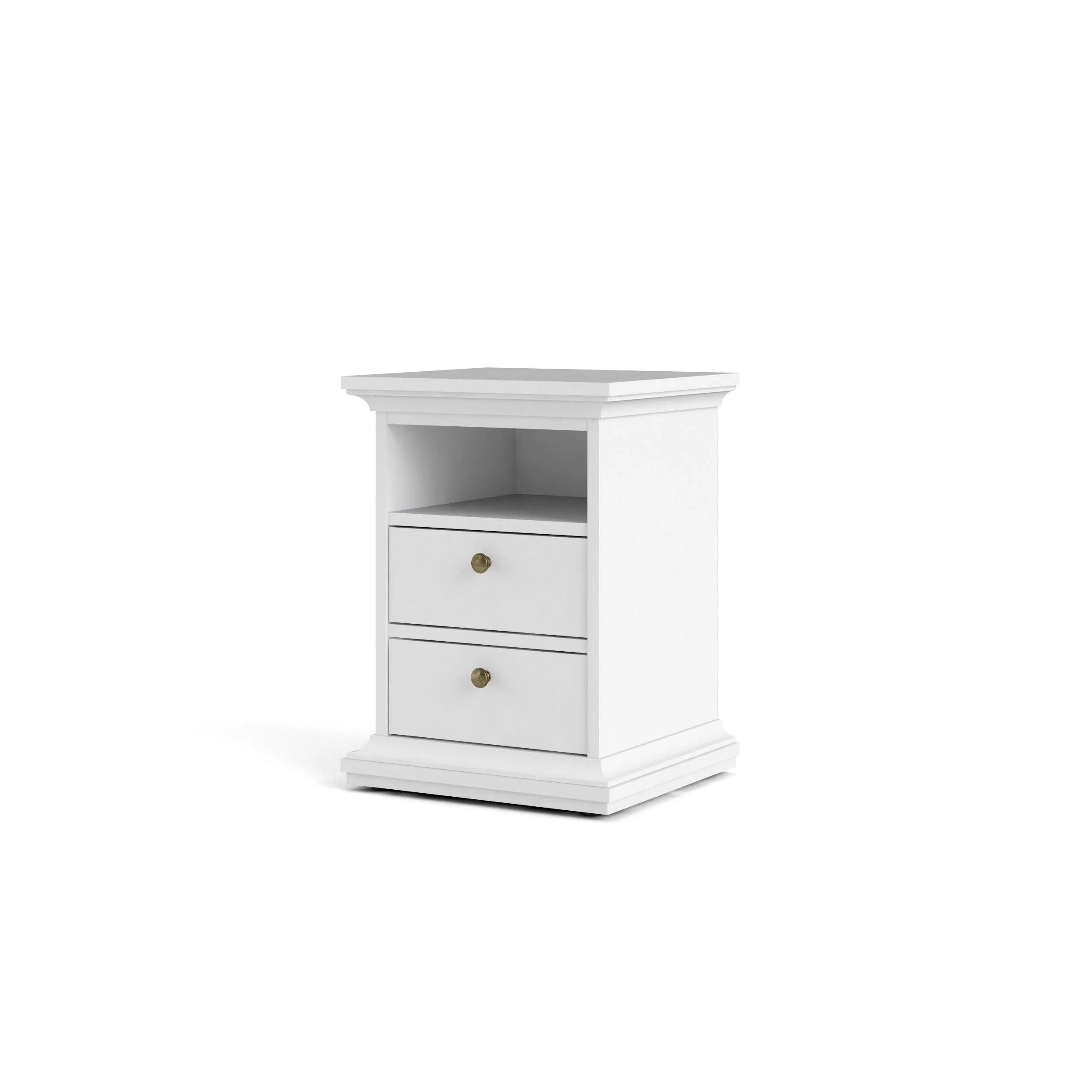 Paris 2 Drawer Bedside - White