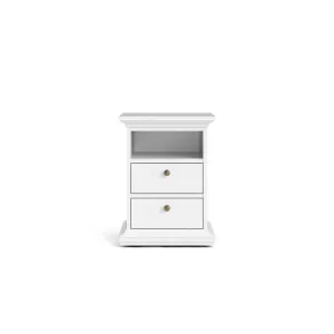 Paris 2 Drawer Bedside - White