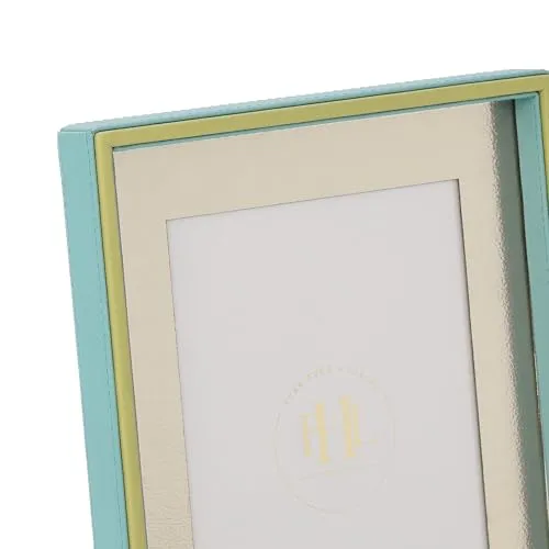 PURE HOME   LIVING Blue and Green Dual Toned Faux Leather Photo Frame