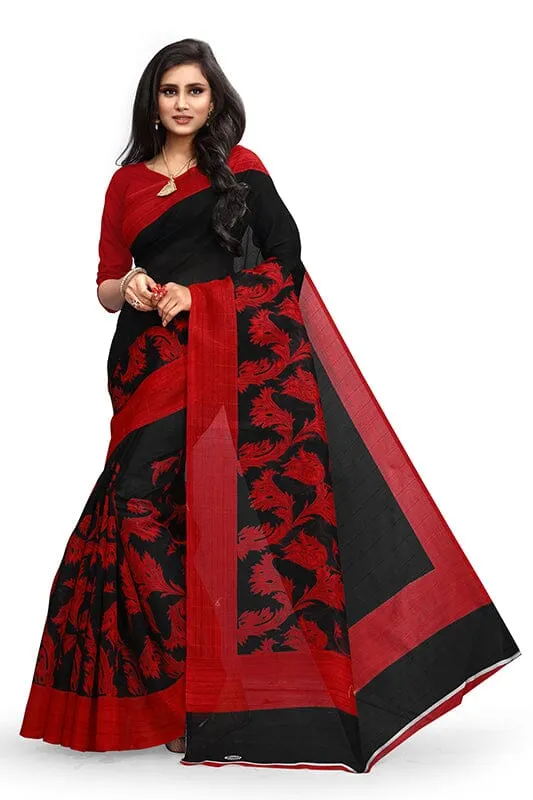 SVB Saree Black Colour Printed  Bhagalpuri Silk saree