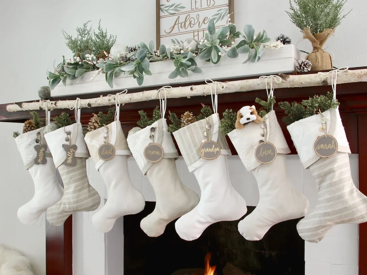 White Cottage Christmas Stockings or Modern Farmhouse Stockings— Shipping Included!