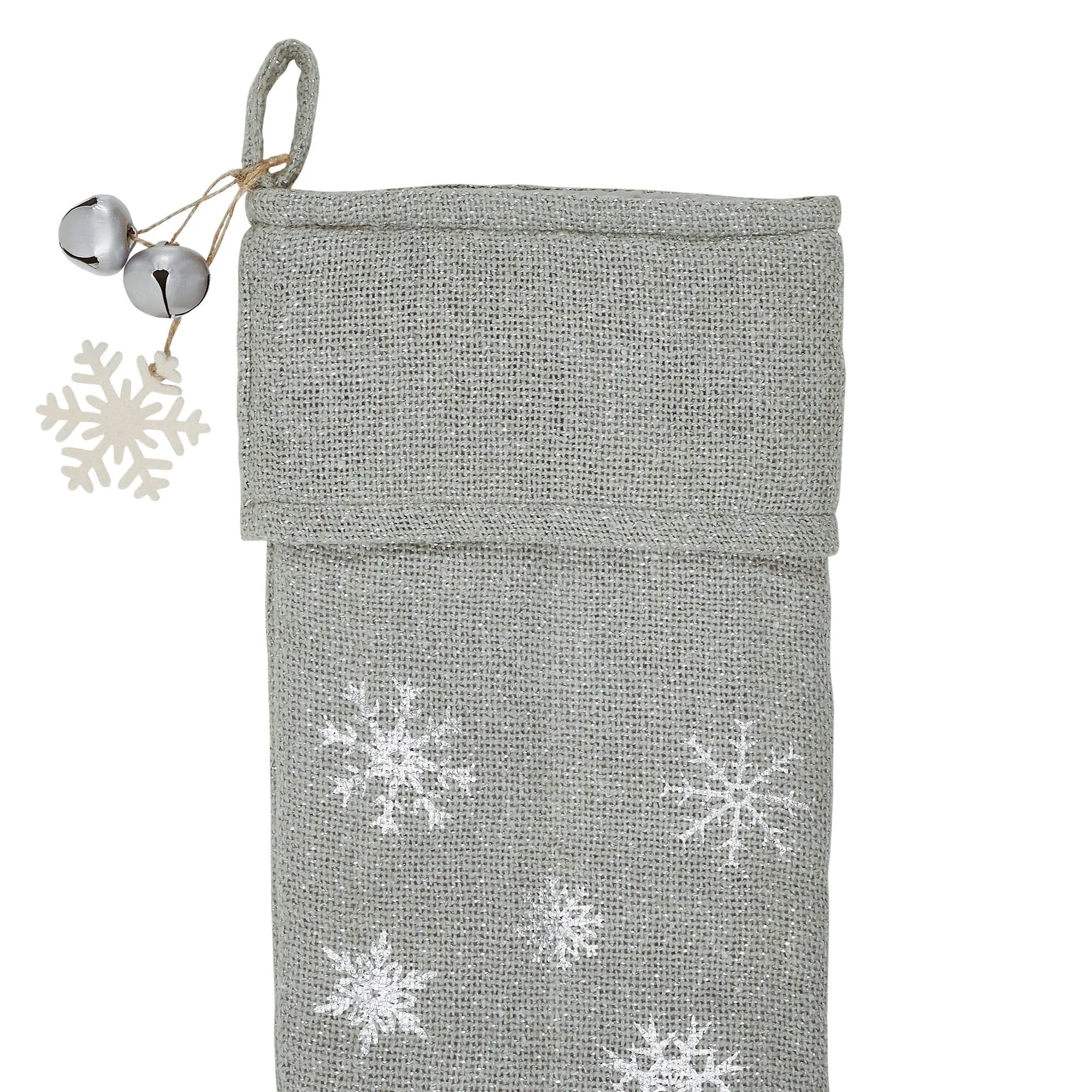 Yuletide Burlap Dove Grey Stocking 12x20"