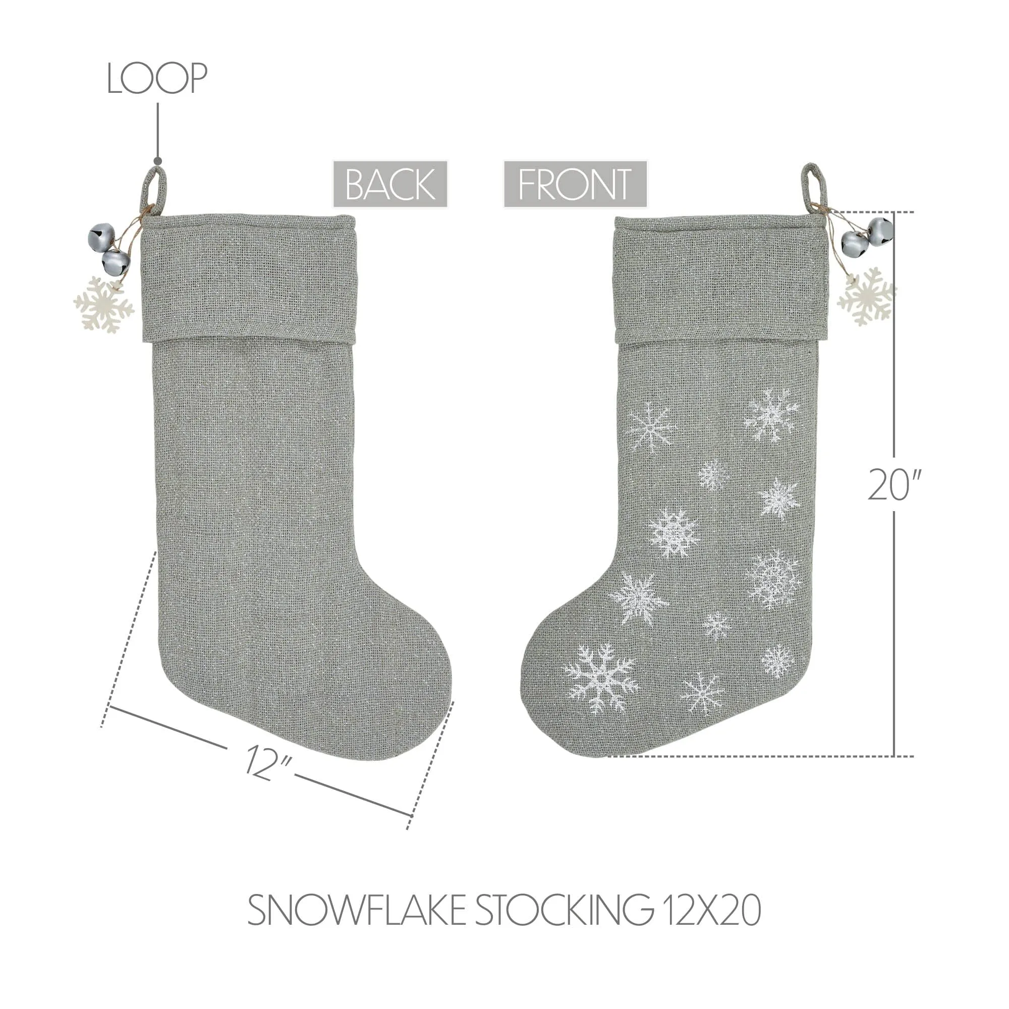 Yuletide Burlap Dove Grey Stocking 12x20"