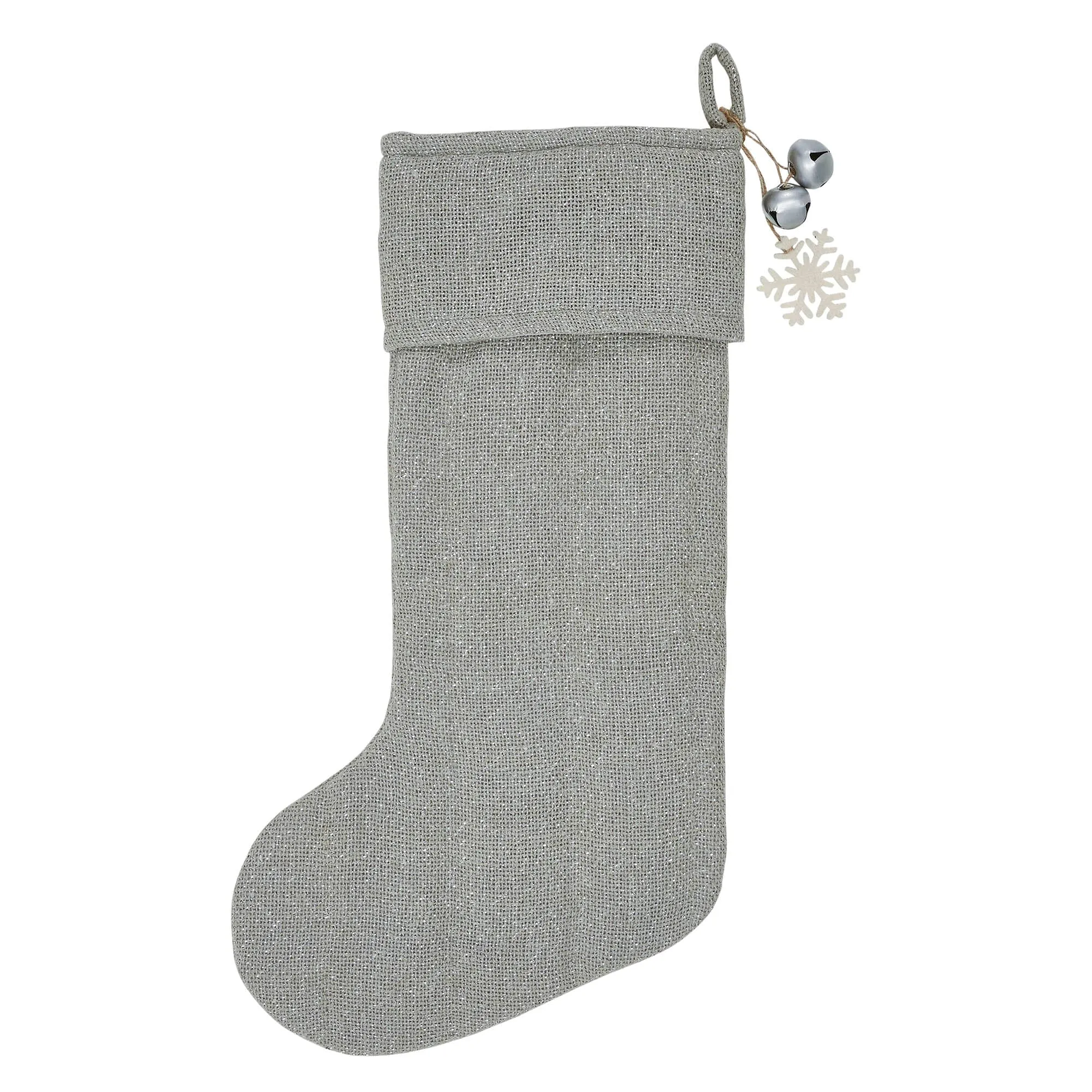 Yuletide Burlap Dove Grey Stocking 12x20"